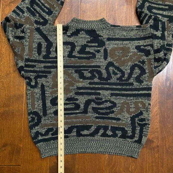 Permit Vintage Skater Abstract Tan Black Crewneck Acrylic Sweater Men's Size M - Picture 8 of 8